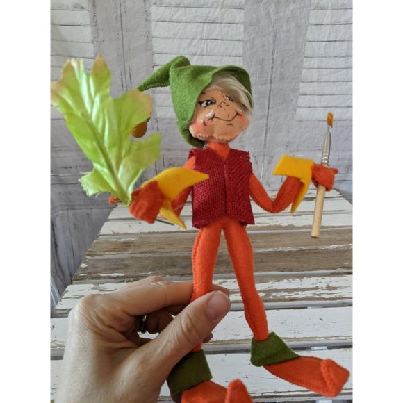 Annalee Thanksgiving elf acorn brush green leaf fa - Picture 8 of 8
